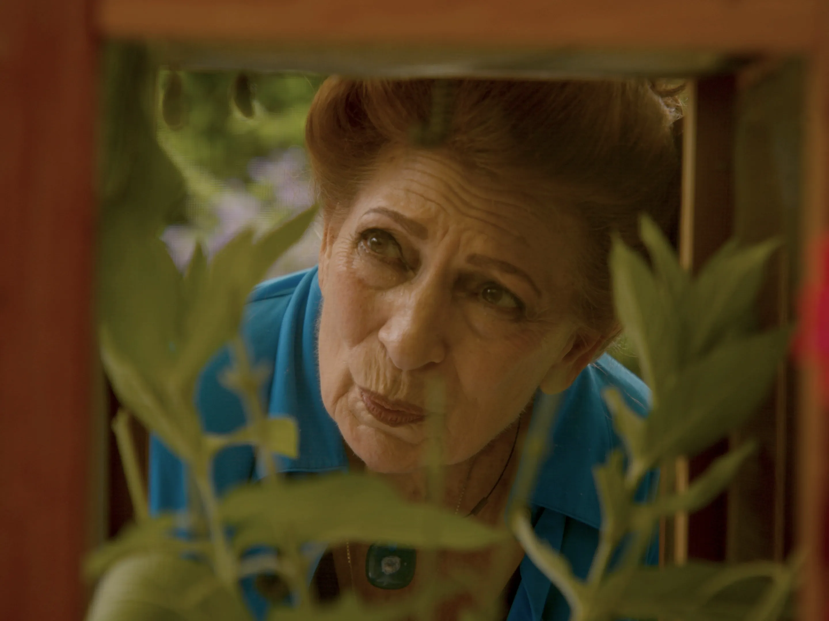 Margaret looking through the cage